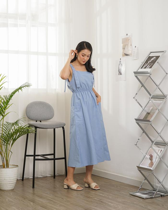 Gambar Dofy Lilya Dress 006 - Dress Korean Wanita - Korea Dress 006 - BIRU dari DOFY undefined Tokopedia