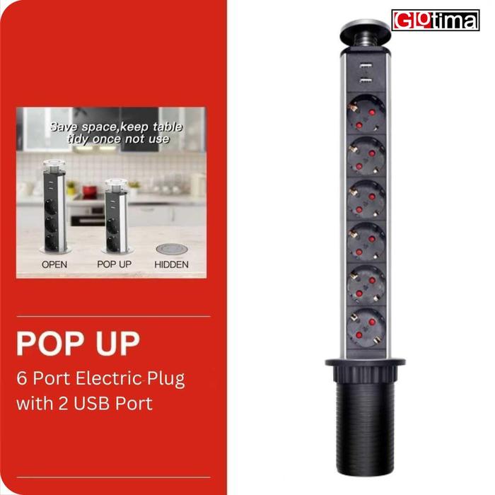 Gambar Stop Kontak Colokan Listrik Cabang Tanam Meja Pop Up Socket USB Port - 6 Port dari Glotima undefined Tokopedia