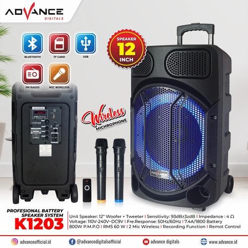 Gambar Speaker Advance K1203 Meeting Portable 12 inch Free 2 Mic Wireless dari Advance Digitals Store1 undefined Tokopedia
