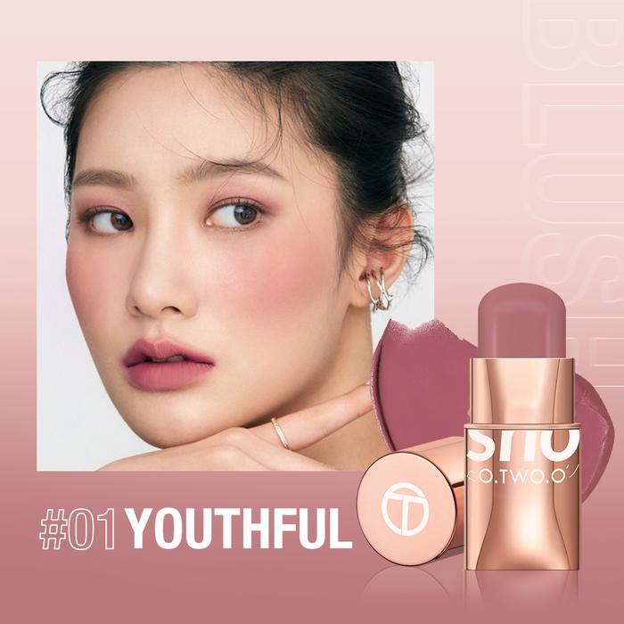 Gambar O.TWO.O Glow Colour Bounce Blush Stick Hydrating Gloss Lip & Cheek - 01 Youthfu dari Litchi Skin undefined Tokopedia