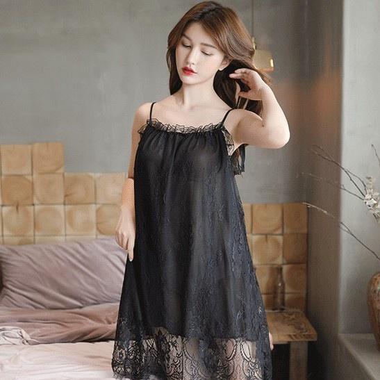 Gambar Set Lingerie Seksi Piyama Longnight Nightwear Sleepwear M8034 - HITAM dari ENZ88 undefined Tokopedia