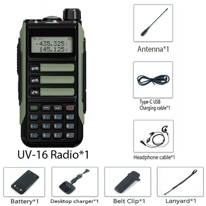 Gambar UV-20 PRO 80W Walkie Talkie 150KM IP68 Waterproof Type-C USB charge - UV16 Army Green dari OD BUY undefined Tokopedia