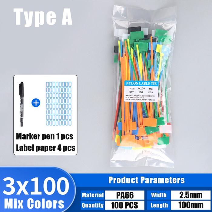 Gambar 100PCS Kabel Ties Label Marker lan Nylon 7 Warna Cable Label Tie Maker - 100MM dari FunToys711 undefined Tokopedia