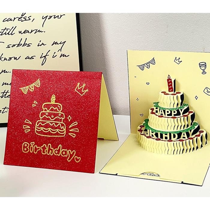Gambar J3 - Gift card lampu musik Greeting card 3D kartu ucapan motif lucu - 3D red cake dari Jtri Angels undefined Tokopedia
