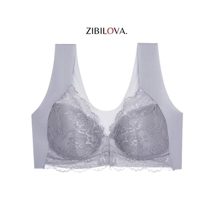 Gambar Bra Seamless Brukat Tanpa Kawat Zibilova Pengait Depan  Push Up Tipis Busa Lembut Nyaman - Abu, 5XL dari ZenBlossom undefined Tokopedia