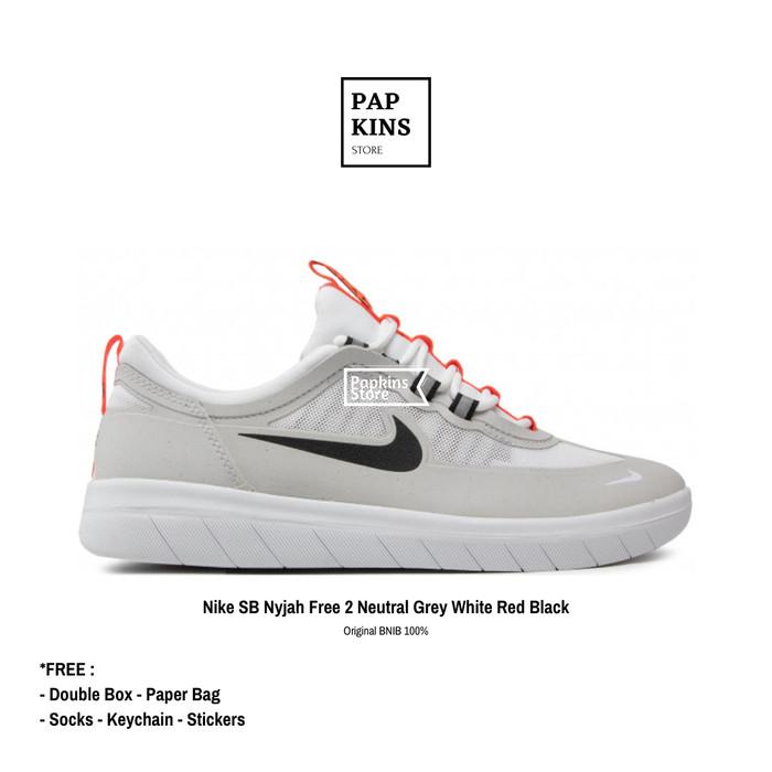 sepatu nike sb nyjah free neutral grey white red black original bnib 42  di 2trusted Bandung Tokopedia