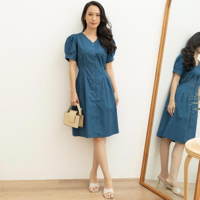 Gambar Eclaire - Malika Dress Normal Grande I Korea Wanita Casual S-L XL XXL - Teal, Normal dari ECL SHOP undefined Tokopedia