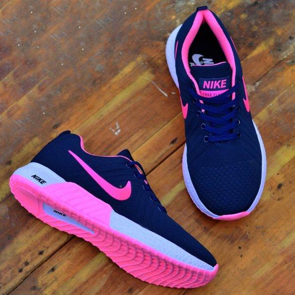 Jual SEPATU NIKE FREE FLYKNIT RUNNING SPORT WOMEN NAVY PINK SIZE