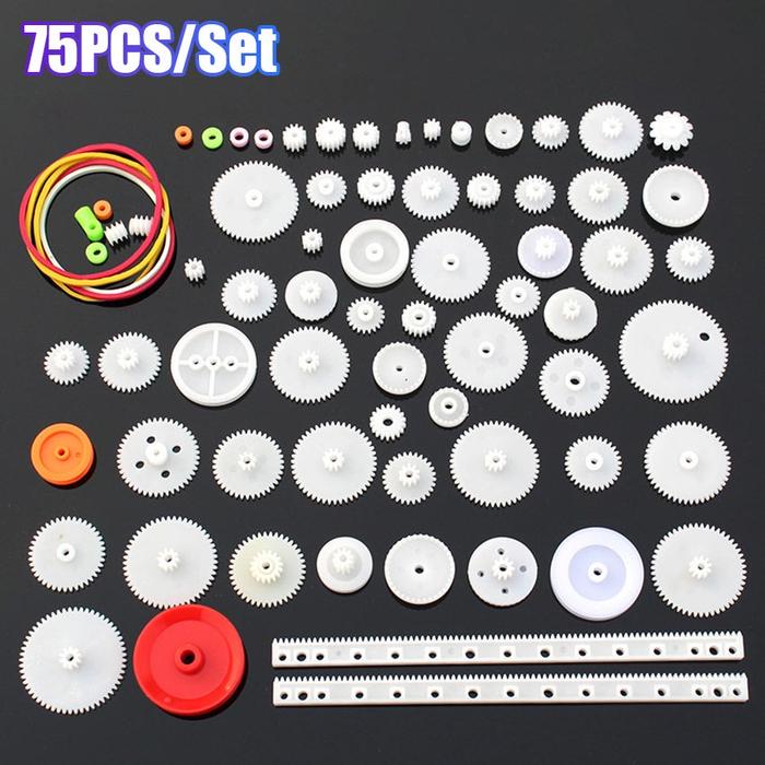 Gambar 75Pcs Plastic Gear Worm Double Shaft Pulley KIT for DIY Robot Arduino - Type A dari FunToys711 undefined Tokopedia