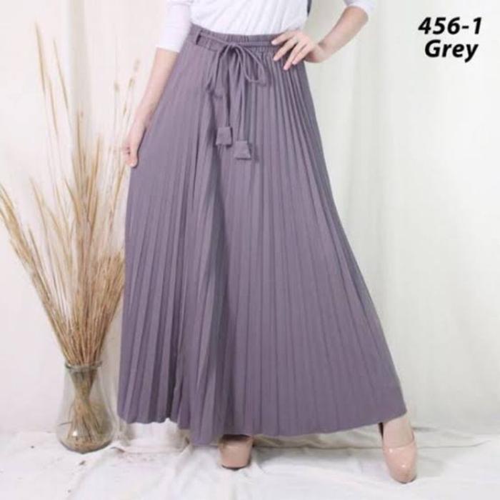 Gambar Rok Plisket Premium Murah - Abu, Jumbo dari Abrina Storee undefined Tokopedia