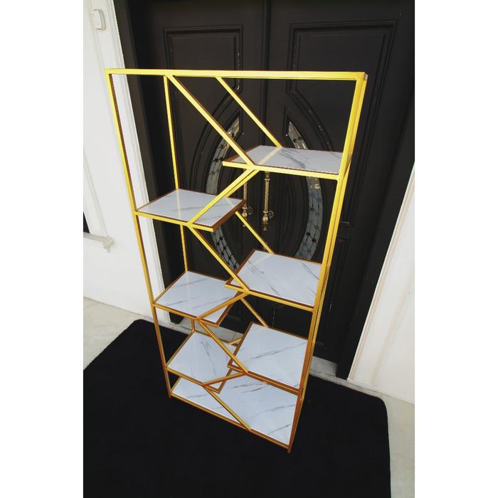 Gambar Rak Serbaguna Minimalis Briana| Minimalis Rak Susun | Rak Besi - Marmer Putih, Gold dari bengkelkita.id undefined Tokopedia