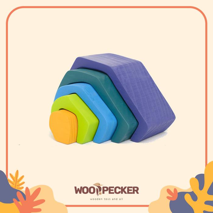 Gambar Mainan big rainbow stacker wooden pelangi besar kayu edukasi anak - Varian A dari Woodpecker Toys undefined Tokopedia