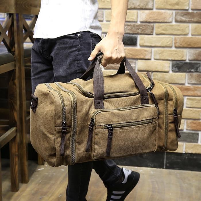 Jual Vintage military Canvas men travel bags Carry on