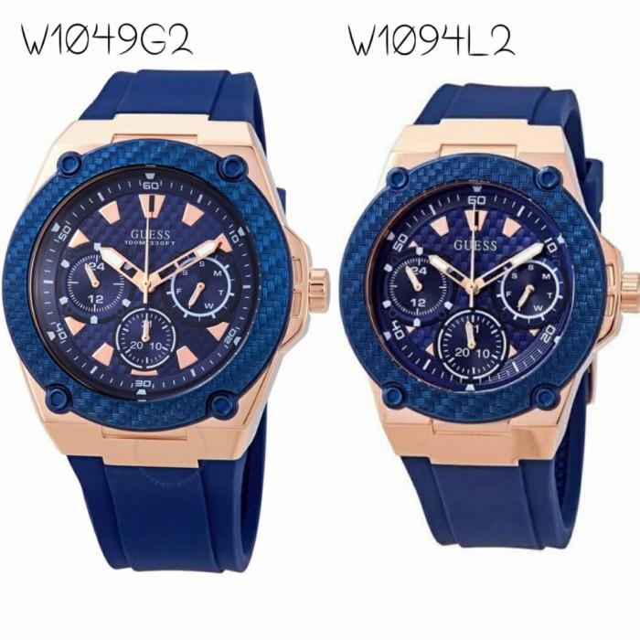 Jam Tangan Couple Merek Guess W1049g2 W1094l2 Blue Original Fullset
