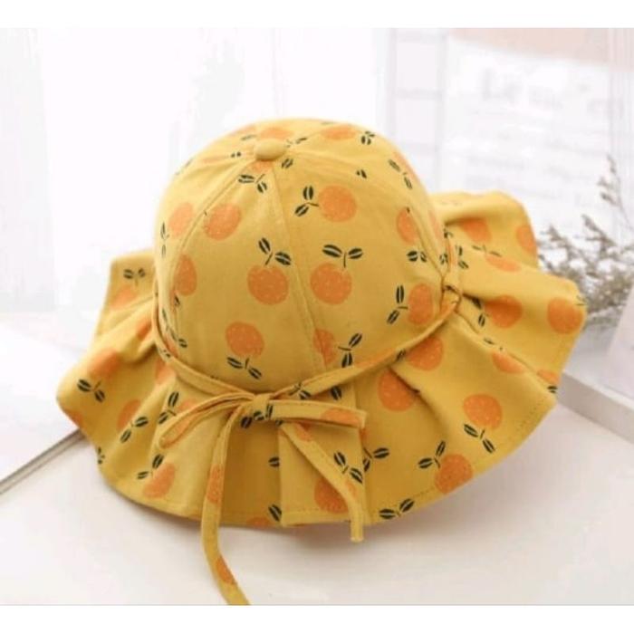 Gambar TOPI BUKET RUMBAI ANAK BAYI PEREMPUAN MOTIF BUAH / TOPI PANTAI ANAK - Rumbai jeruk dari Flash Shop Makassar_NEW undefined Tokopedia