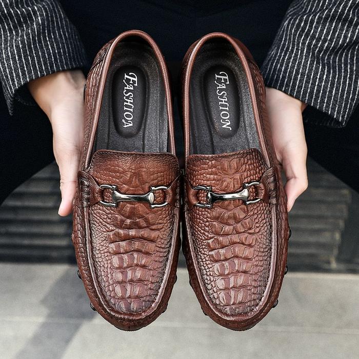 Jual Men Leather Summer Alligator Texture Slip-On Casual Shoes