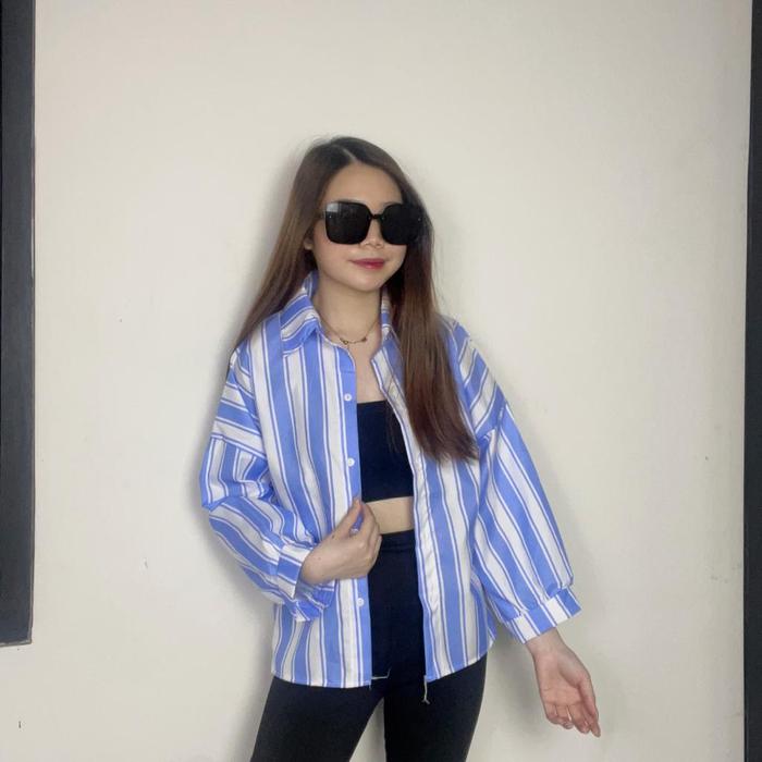 Gambar RF FASHION -Lolly Oversize Jumbo Shirt - Biru dari RAYHAN FASHION undefined Tokopedia