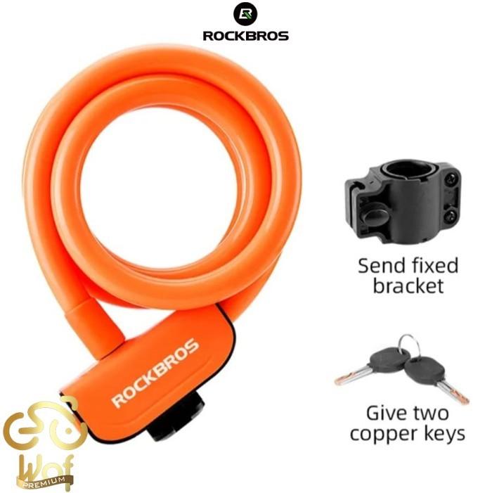 Gambar ROCKBROS RKS515 Gembok Kunci Sepeda Bicycle Bike Lock Chain + Bracket - Orange dari Wof Premium undefined Tokopedia