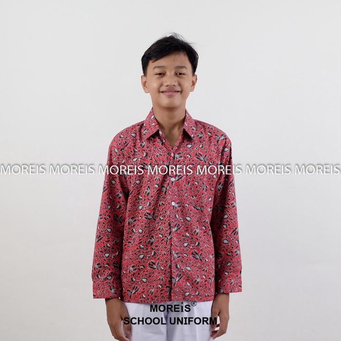 Gambar Seragam Baju Batik Panjang SD/MI/TK/PAUD JM Merah 006 dari puspita_beuty undefined Tokopedia