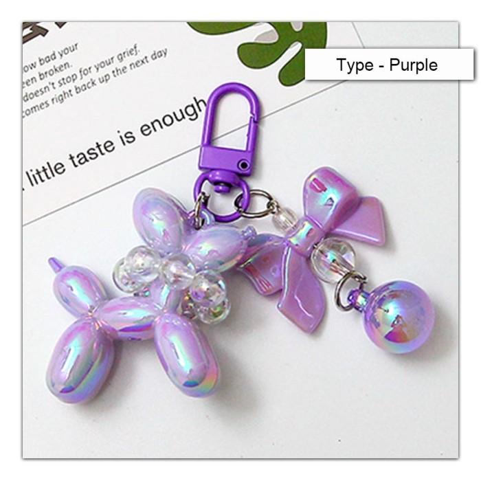 Gambar Rasa Fashion Stereo Lucu Gantungan Kunci Anjing Jelly Balloon Keychain - Purple dari CastlePeak undefined Tokopedia