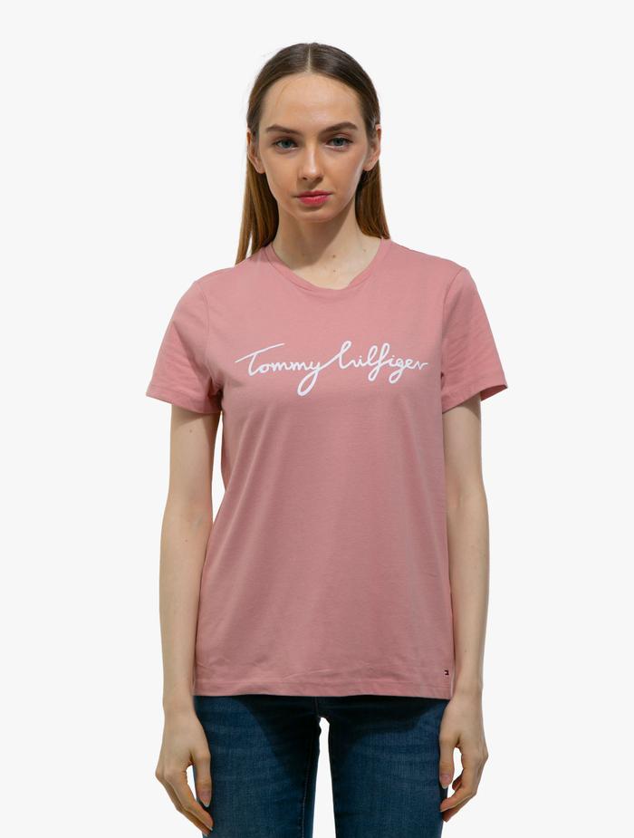 Gambar TOMMY HILFIGER - SIGNATURE CREWNECK GRAPHIC T-SHIRT - Pink - Pink, L dari Tommy.Hilfiger undefined Tokopedia