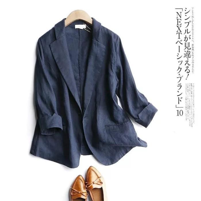Gambar Rumi Blazer wanita bahan Linen / Blazer wanita murah kantoran Viral - Navy, L dari Days Outfit Bandung undefined Tokopedia