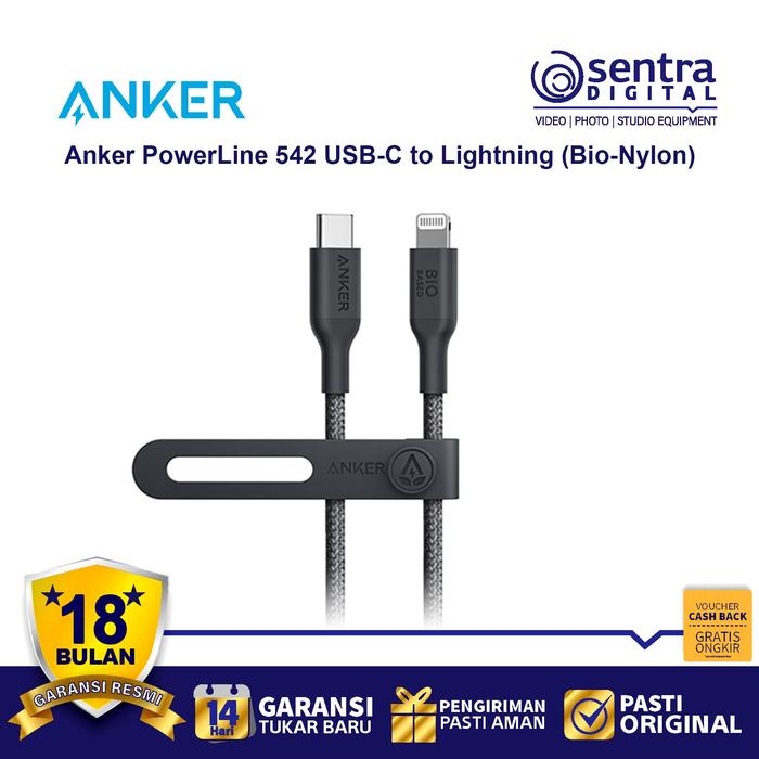 Gambar Kabel Anker 542 USB Type C To Lightning 3ft Bio-Based - A80B5 - BLACK dari Sentra Digital undefined Tokopedia