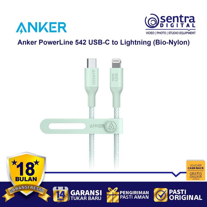 Gambar Kabel Anker 542 USB Type C To Lightning 3ft Bio-Based - A80B5 - GREEN dari Sentra Digital undefined Tokopedia