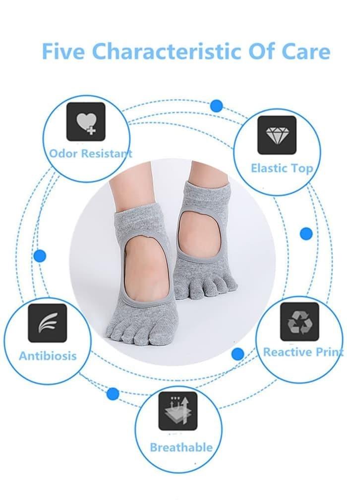 Gambar JAMINAN ASLI KAOS KAKI YOGA SOCKS TOE 5 FINGER ANTI SLIP GYM PILATES - Black dari PragosZz undefined Tokopedia