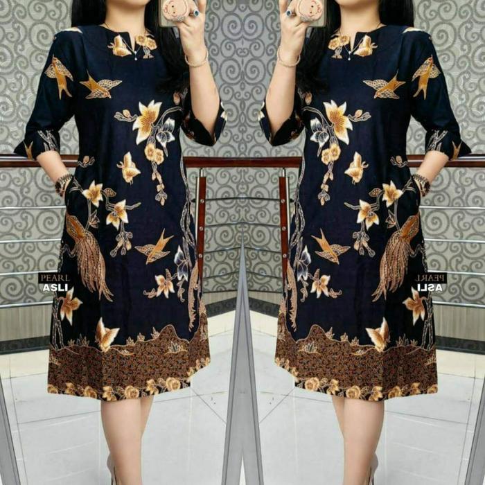 DRESS BATIK WANITA ELEGAN ATASAN OUTFIT PREMIUM - Saloka, Allsize