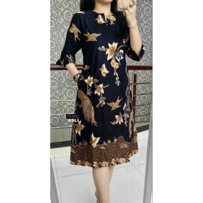 Jual Dress batik pesta - dress batik modern S M L XL XXL 3XL 4XL - bango  hitam, L - Kota Depok - Umma99 Galery