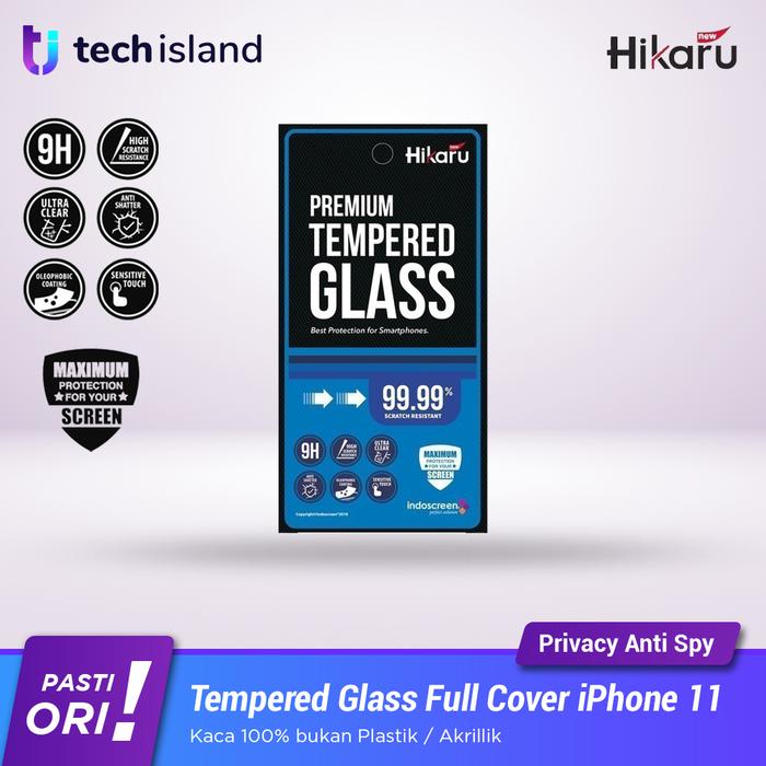 Gambar New Hikaru Tempered Glass iPhone 11 Premium Full Cover Clear Anti Spy - Spy dari Tech Island undefined Tokopedia