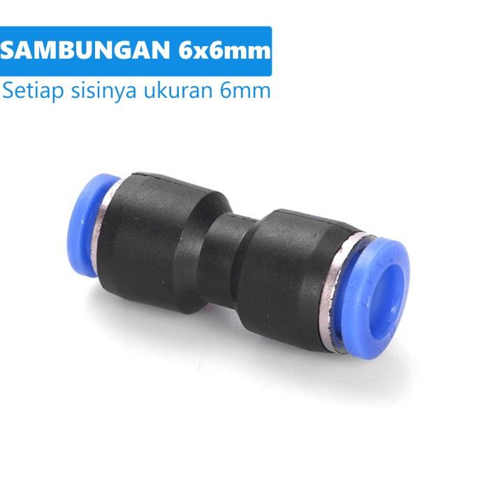 Gambar Konektor Sambungan selang Pu ukuran 6mm - bebas pilih - LURUS 6x6mm dari Importir Pompa DC undefined Tokopedia