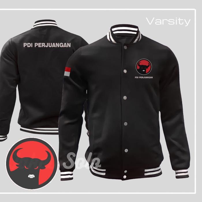 Gambar JAKET PARTAI PDI PERJUANGAN VARSITY BASEBALL - Hitam, M dari JIPILICIOUS undefined Tokopedia