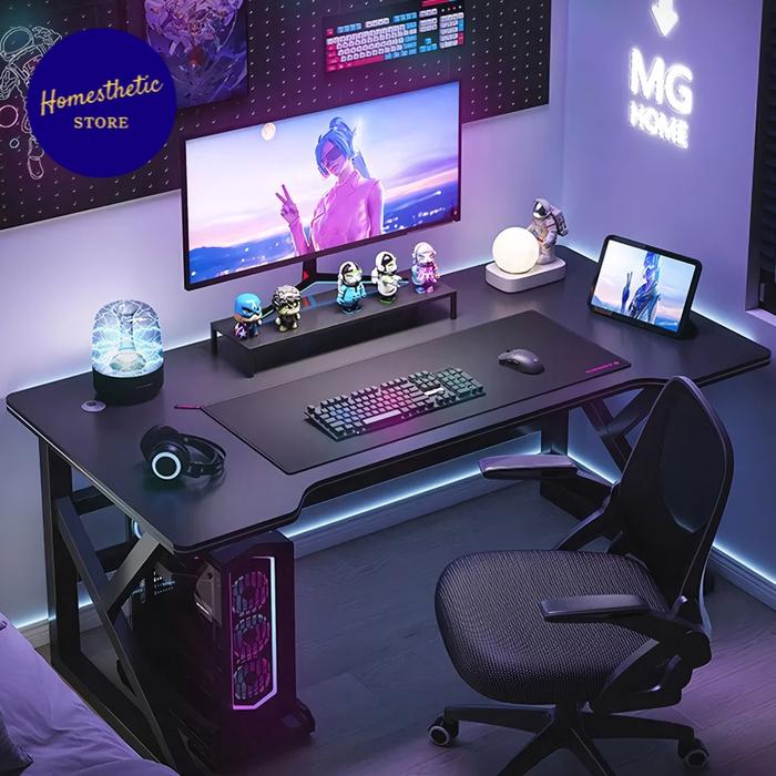 Gambar Meja Komputer Meja Belajar Kerja Meja Gaming Table Meja Laptop PC Desk - 100 x 60cm, Hitam dari Homesthetic Store undefined Tokopedia