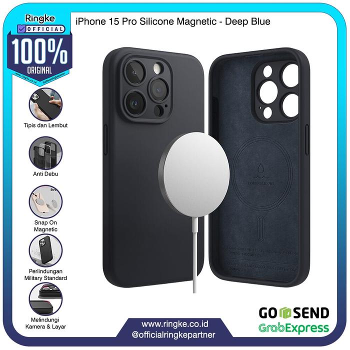 Gambar Casing Ringke Compatible For iPhone 15 Pro Silicone Magnet Magsafe Softcase Tipis - Silicone M-Blue dari Official Ringke Partner undefined Tokopedia