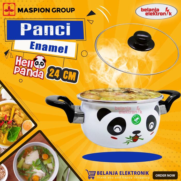 Gambar MASPION PANCI ENAMEL HELLO PANDA 24 CM + TUTUP KACA dari ludo321 undefined Tokopedia