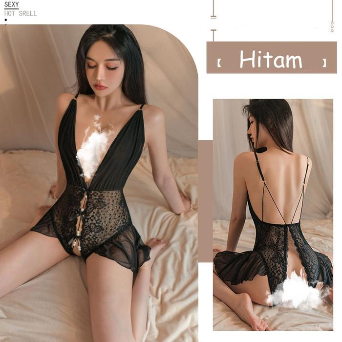 Gambar eLingerie Sexy Hot Open Crotch Mutiara Transparan Renda Baju Sexy Maus - Hitam, all size dari baeBe Shop undefined Tokopedia