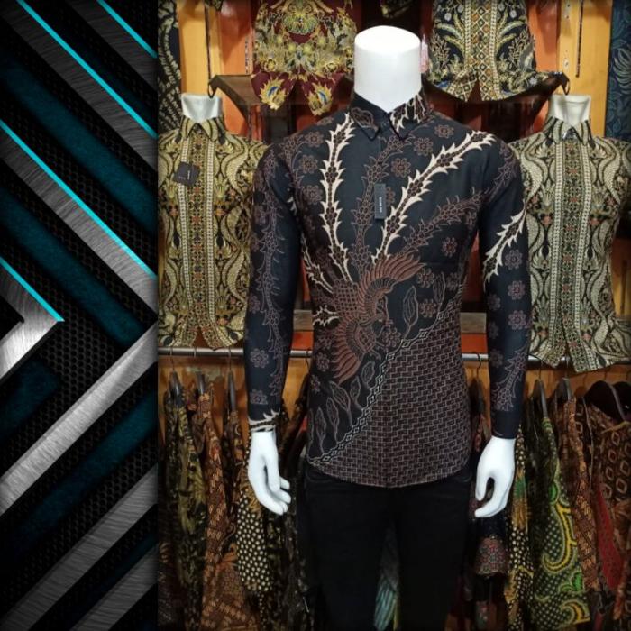 Gambar Batik Slim Fit Batik Premium Kemeja Baju Batik Pria Lengan Panjang - Murai Lasem, M dari Nivvinila undefined Tokopedia