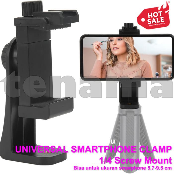 Gambar Universal Smartphone Holder Clamp  1/4 Screw Mount Untuk Tripod dari tenama undefined Tokopedia