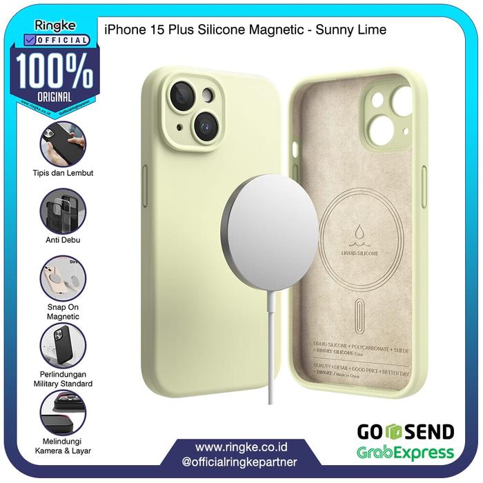 Gambar Casing Ringke Compatible For iPhone 15 Plus Silicone Magnet Magsafe Softcase Tipis Aksesoris Layar Protector - Silicone M-Lime dari Official Ringke Partner undefined Tokopedia