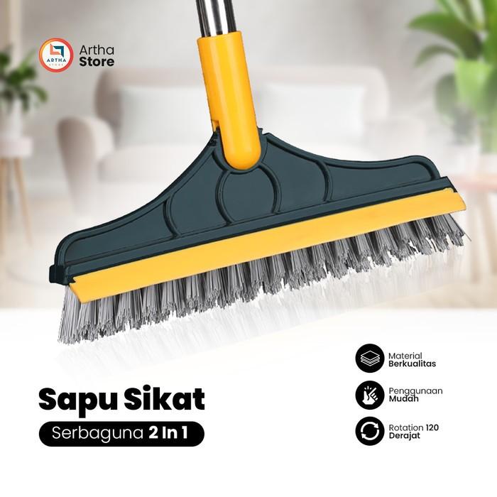 Gambar Sikat Lantai Kamar Mandi Gagang Panjang Pembersih Lantai Wiper 2 In 1 - Green dari Artha Storee undefined Tokopedia