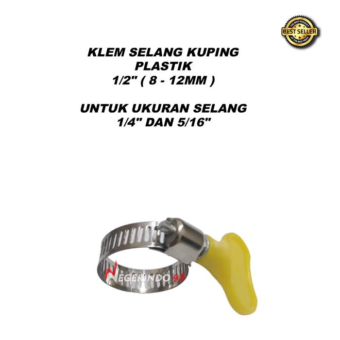 Gambar STAINLESS KLEM SELANG KUPING PLASTIK 1/2 5/8 3/4 7/8 1" KLEM SELANG AIR GAS REGULATOR - Kuping 1/2" dari Negerindo45 undefined Tokopedia