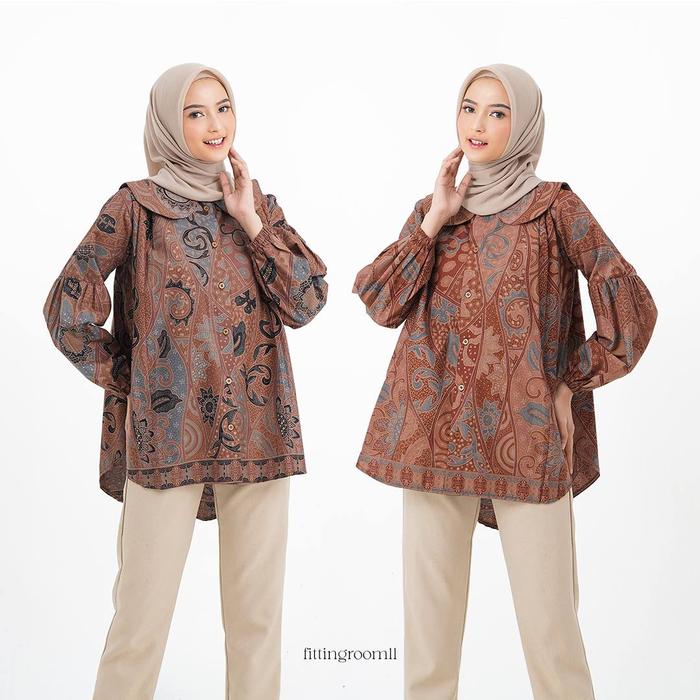 Gambar FITTINGROOM11 Batik - Harika Blouse New - Abu-hitam, M dari Fittingroom11 undefined Tokopedia