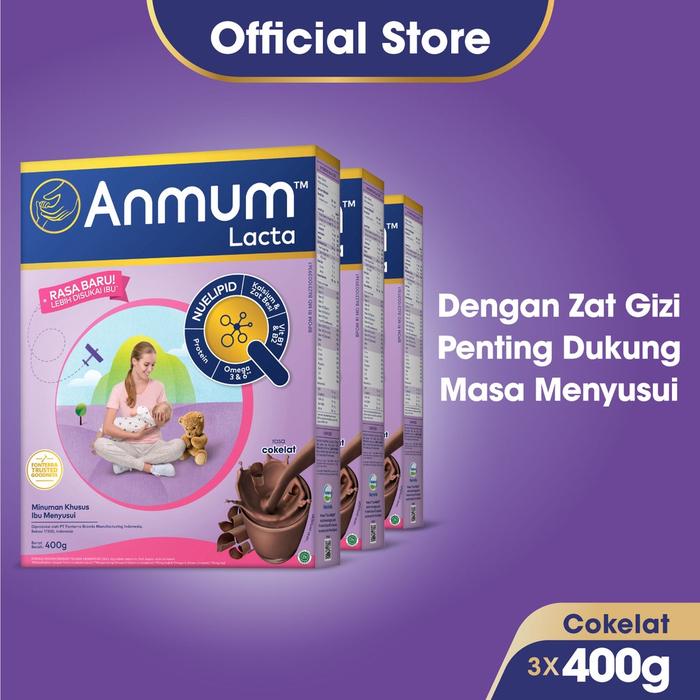 Gambar [TERBEST] Anmum Lacta Susu Nutrisi Ibu Menyusui Cokelat 3 x 400g dari rammona556 undefined Tokopedia