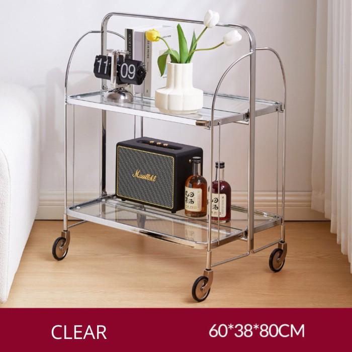 Gambar DRAKE TROLLEY TABLE / MEJA TROLLEY KACA LIPAT AESTHETIC ORIGINAL - CLEAR dari Kirana Home id undefined Tokopedia
