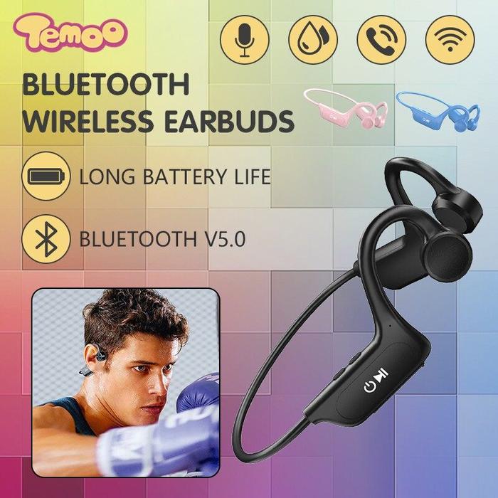 Gambar Temoo G8 Earphone Nirkabel Bluetooth 5.3, Headphone Konduksi Tulang, dari irzapedia undefined Tokopedia