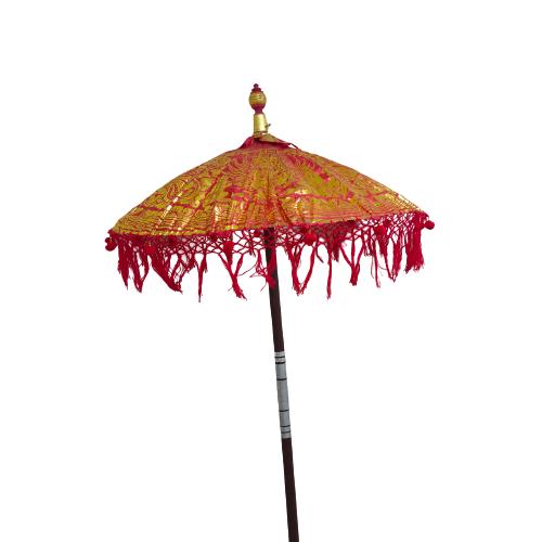 Gambar Payung Bali | Payung Dekorasi Outdoor | Payung Prada Kain Satin Rumbai - Susun 1 Merah dari Aura'zahra undefined Tokopedia