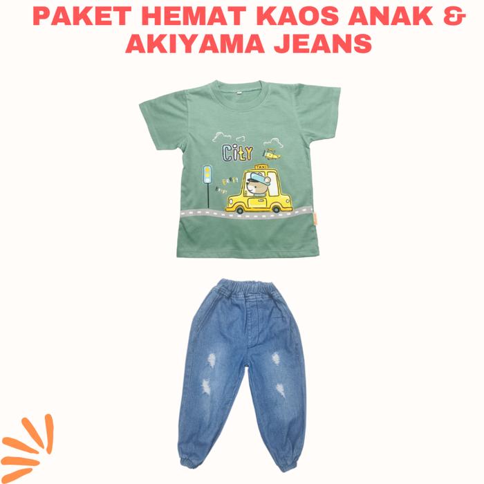 Gambar Paket Hemat Setelan Anak 1 Baju Kaos & 1 Celana Denim Panjang Akiyama - RANDOM COWO, S ( 1 TAHUN ) dari Himawari baby shop undefined Tokopedia