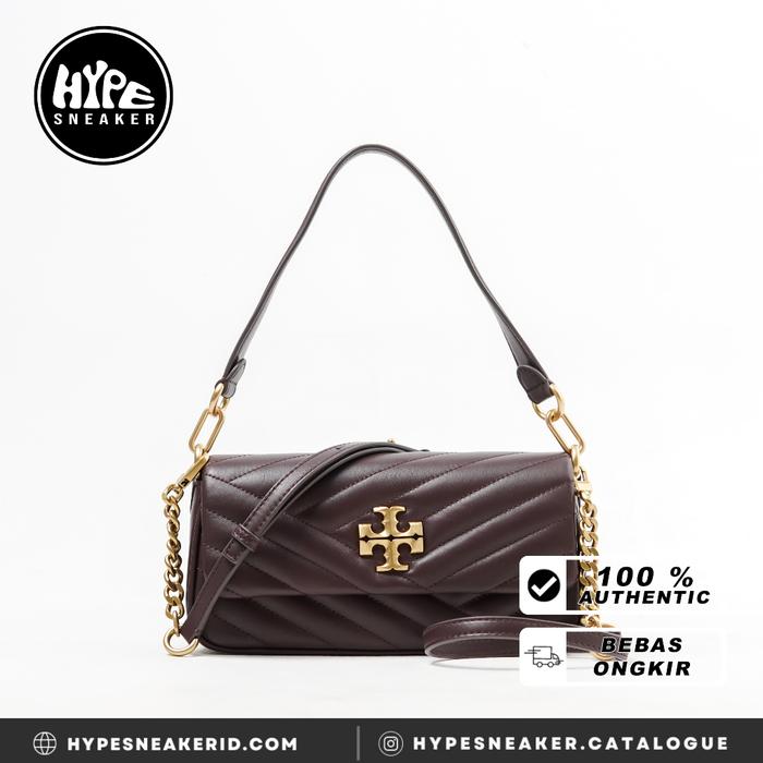 Jual Tas TORY BURCH KIRA CHEVRON BROWN FLAP SHOULDER BAG Jakarta